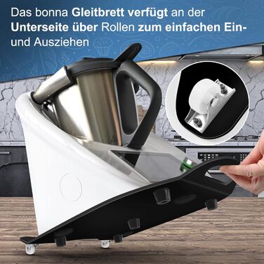 Розсувна дошка bonna для Thermomix TM6, TM5, розсувна дошка Thermomix з преміальним композитним металом - (чорний)