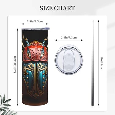 Кухоль з прямою трубочкою, 590 мл, різнокольоровий жук, принт, дорожній кухоль, підходить для кемпінгу, офісу та дому