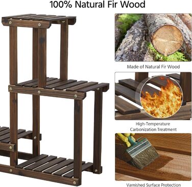 Дерев&39яна полиця для рослин Yaheetech, 4-рівнева підставка для квітів, садова підставка для рослин, багаторівнева драбина для рослин, для внутрішнього балкону, вітальні, зовнішнього декору 95x25x73 см