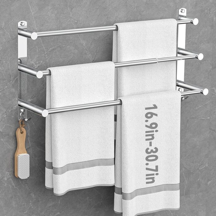 Вішалка для рушників висувна 43-78 см з нержавіючої сталі без свердління рушникосушки настінна настінна полиця підходить для ванно