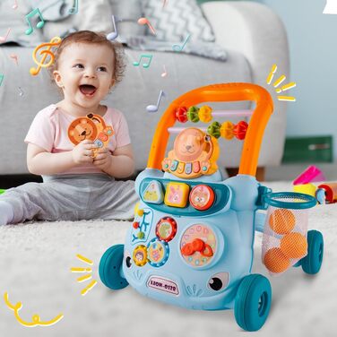 Дитячі ходунки MalPlay, іграшкові ходунки, багатофункціональна іграшка для малюків, іграшкові ходунки для дітей, музичні ходунки для активності