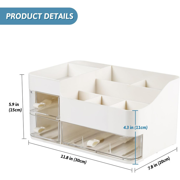 Організатор для косметики Greentainer з шухлядами, косметичний органайзер з 8 відділеннями і 3 шухлядами для помади, щіток, лосьйо