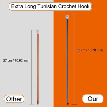 Подовжений туніський гачок для вязання Aeelike 3 шт., 35 см, високоякісний набір туніських гачків для початківців, 3,5 мм 4,5 мм 5,5 мм, кольоровий афганський гачок для вязання, туніський набір для ковдр, светрів, шарфів