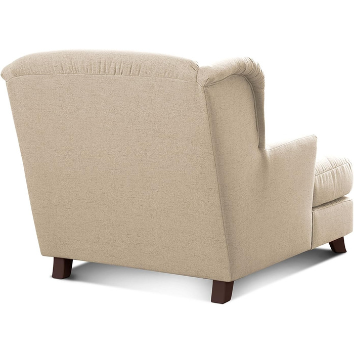 Крісло Cavadore XXL Assado / Велике м&39яке крісло з дерев&39яними ніжками та великим сидінням / Включає 2 декоративні подушки / 109 x 104 x 145 / Плоске плетіння бежевий / Плоске плетіння Linea / Linea світло-бежевий