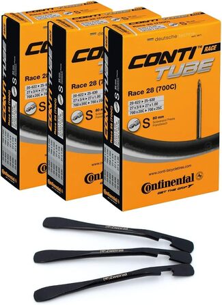 Комплект камер Continental Race 28 (20/25-622) з довгим вентилем 80 мм та монтажками