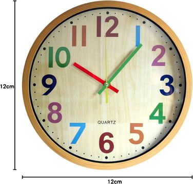 Настінний годинник Coslife 12-дюймовий безшумний барвистий настінний годинник Великий декоративний настінний годинник, що не цокає