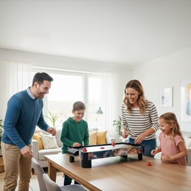 Стіл для аерохокею для дітей віком від 6 років, гра в аерохокей для столів з вентилятором/двигуном, стільниця для аерохокею для 2 гравців, включаючи 4 шт. овхачі, 4 шайби, лічильник рахунків, режим нульової гравітації 102x52x20 см