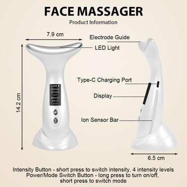 Масажер для обличчя AOGOE проти зморшок, пристрій для обличчя 45 V Face Beauty Meter, пристрій для краси обличчя 3-в-1 для підтяжки та підтяжки шкіри, EMS масаж обличчя для жінок чоловіків V Shape Face пристрій