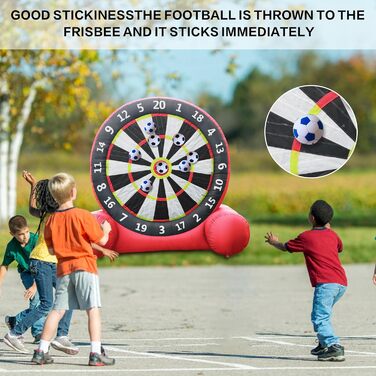 Надувна футбольна мішень для дартсу, надувна футбольна мішень для вулиці з 8 футбольними м&39ячами, гігантська мішень для дротиків для садових спортивних ігор, 10 футів (3 м), червона