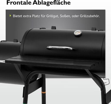 Гриль-коптильня Tepro BBQ Smoker Wichita, 2 камери для приготування, з колесами та термометром у кришці, чорний, розміри прибл. 112 x 63 x 116,5 см