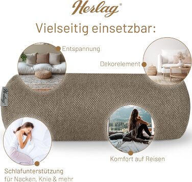 Наволочка Herlag Подовжена подушка-рулон для дивана та ліжка Зручна підтримка для колін або шиї Наволочка для ніг для тих, хто спить на боці Знімний чохол, який можна прати Сертифіковано за стандартом Oeko-Tex 100 Темно-сірий 65 x 20 см