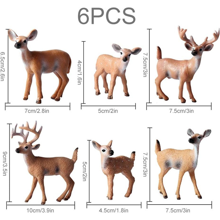 Набір фігурок тварин Frgasgds, 6 шт., колекція оленів