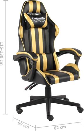 Ігрове крісло Чорно-золоте ігрове крісло зі штучної шкіри, модель 20520