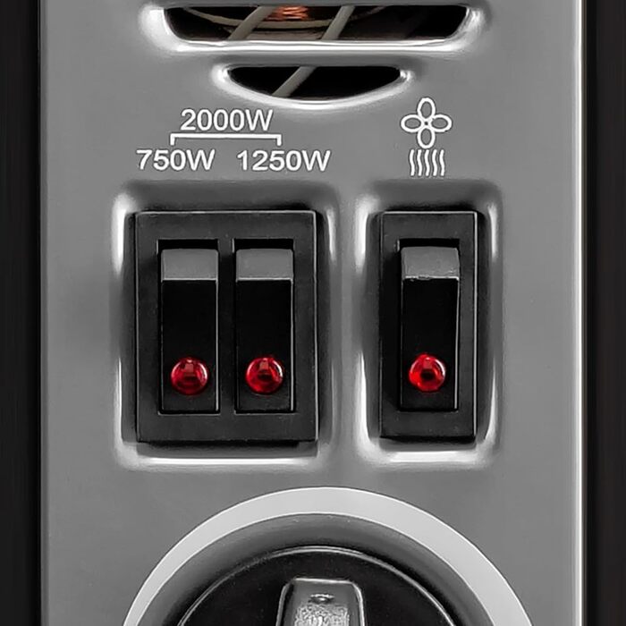 Електричний радіатор TROTEC TCH 25 E теплова потужність 750 Вт / 1250 Вт / 2000 Вт портативний конвектор, чорний 2000 Вт Чорний