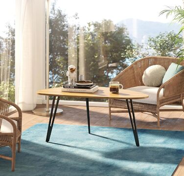 Сучасний овальний дерев&39яний журнальний столик Manora, невеликий столик для вітальні, столик-диван, компактний та стильний (світлий дуб)