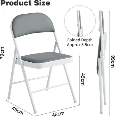 Розкладне крісло mcc direct, розкладне крісло зі штучної шкіри з металевим каркасом та м&39яким сидінням, легко складається та зберігається для дому, офісу, їдальні та приймальні, комплект з 2 шт. (сірий)