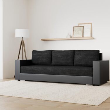 Диван-ліжко Bird - диван з функцією сну та відділенням для зберігання речей, розкладний диван, розкладний диван з хромованими ніжками, кушетка, комплект диванів, комплект диванів (Чорний Чорний (Dolaro 08 Berlin 02))