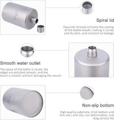 Титанова фляга Boundless Voyage, чашка 7 унцій/200 мл, подарункова фляга для віскі на День батька, фляга для кемпінгу, скелелазіння, пікніка (Ti3068D)