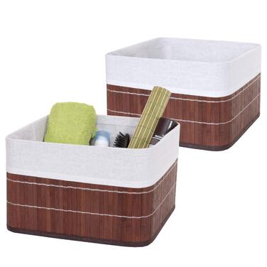 Набір із 2 кошиків для зберігання HWC-C21, кошик, коробка для зберігання, органайзер, коробка для сортування, полиця, кошик, бамбук - коричневий 33 x 33 x 21 см