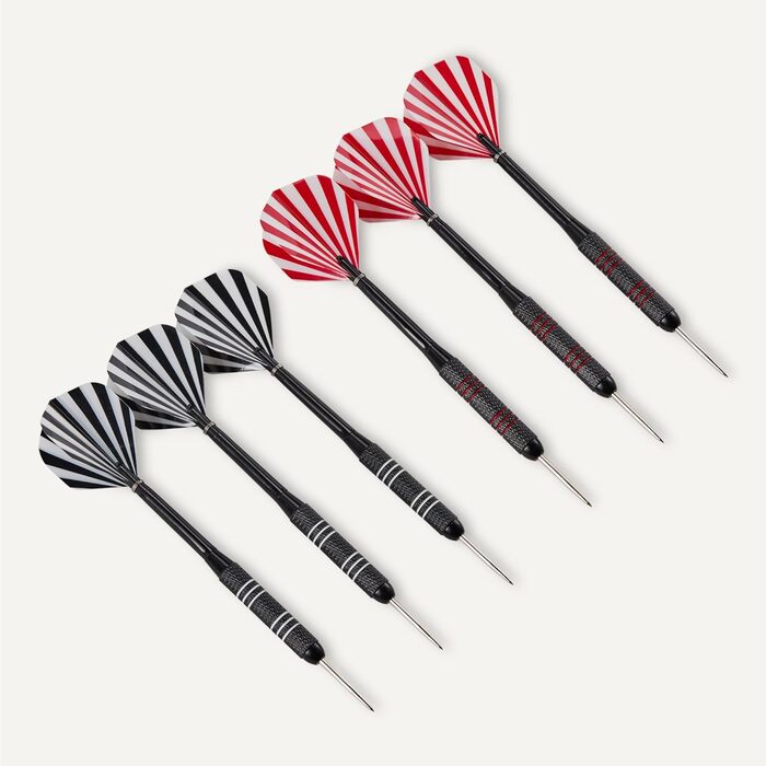 Набір дротиків Storeo Basics із 6 сталевими наконечниками - самовідновлювальні сизалеві волокна, тонкий дротяний павутинний дизайн, повний комплект кріплення, 45,7 см, чорний