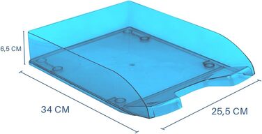 Лотки для листів Waytex, A4, пластикові, прозорі, 4 шт., сині прозорі