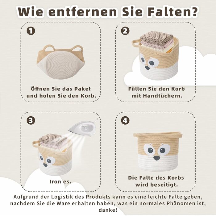 Плетений круглий кошик для зберігання GYASVWU, маленький декоративний кошик з ручкою, плетений кошик-полиця, в&39язаний кошик білий, органайзер для кошиків, кошики для полиці/зберігання іграшок для собак/дітей/подарунків (білий бежевий)