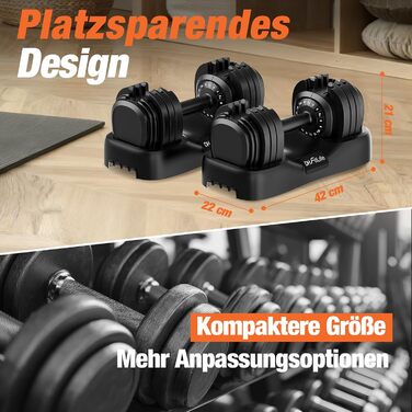 Набір регульованих гантелей DH FitLife 2026 (2 шт. по 25 кг), 18 рівнів навантаження, 18-в-1