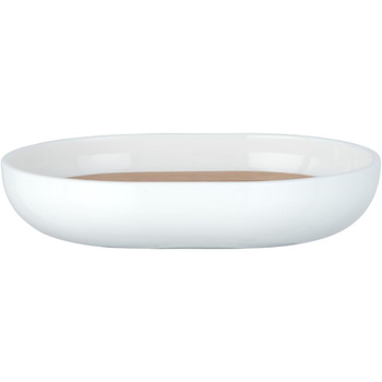 Мильниця Posa White - Мильниця, пластикова, 12 х 2,5 х 9 см, біла, біла/бамбук, 2,5 х 9 х 12 см