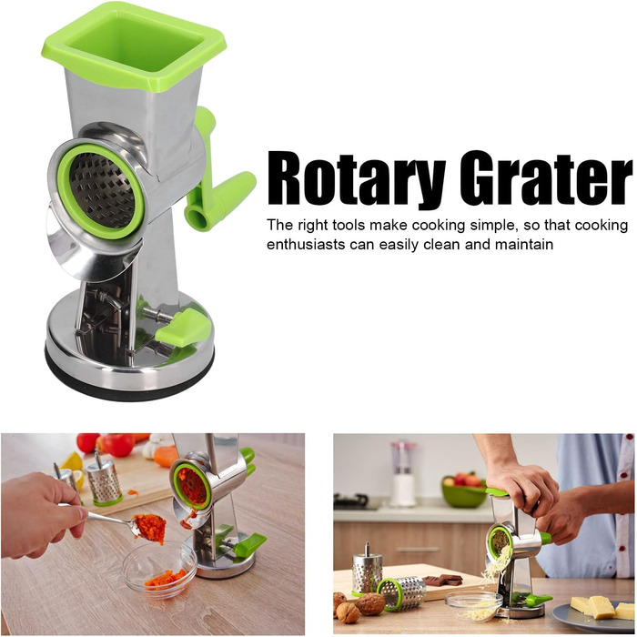 Модна, компактна і красива ручна барабанна обертова терка Topyond виготовлена з міцних матеріалів, проста в збірці, ідеально підходить для натирання сиру та інших інгредієнтів.