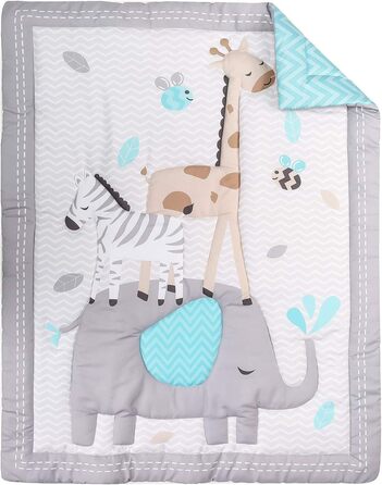 Комплект постільної білизни для дитячого ліжечка з візерунком слоник-зебра, сірий, 4 шт. ковдра, простирадло, підодіяльник, ковдра