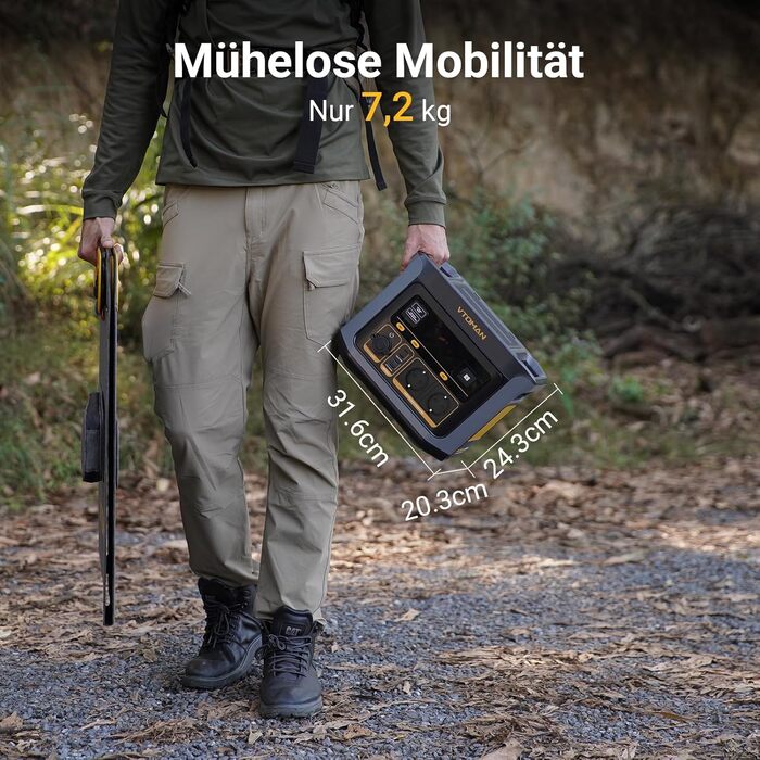 Портативна електростанція VTOMAN FlashSpeed 600 600 Вт (пікова потужність 1200 Вт) - сонячний генератор 499 Втгод, LiFePO4, мобільний накопичувач енергії, 100 Вт USB-C, швидка зарядка 60 хв 0-80 для кемпінгу, риболовлі, автофургона