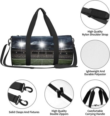 Дорожня сумка Місячні Вовки, 3D-дизайн, кругла форма, великий об'єм, легка та міцна, ідеальний подарунок для походів, відпустки, ділових поїздок та іншого, нічне освітлення стадіону, універсальний розмір