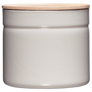 Банка для зберігання з кришкою з ясена, діаметр 13 см, висота 12 см, місткість 1350 мл, СВІТЛО-СІРИЙ, КОМПЛЕКТ ДЛЯ КУХНІ, Truehomeware, Емаль, 2174-211