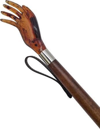 Ювелірний ріжок DELFA 57 см, ріжок для взуття зі скребковою ручкою та стрижнем з коричневого дерева