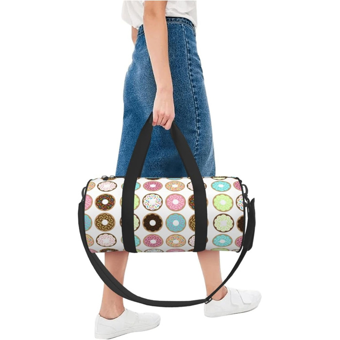 Спортивна сумка для подорожей, з квітковим принтом, дорожня сумка на ніч, чорна, універсальний розмір