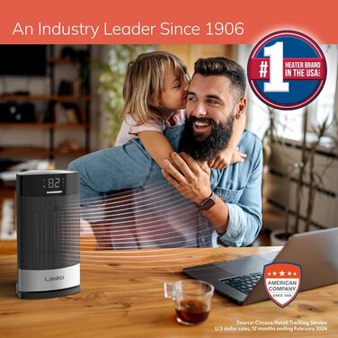 Керамічний настільний обігрівач Lasko CD12950 для побутового використання з тумблером, блокуванням від дітей, цифровим дисплеєм, т