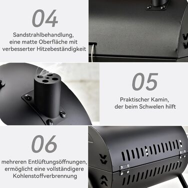 Портативний гриль-барбекю, вугільний гриль, складний кемпінговий гриль, двосторонній гриль-коптильня для використання на свіжому повітрі та в саду, кемпінгу, походів, пікніка, чорний