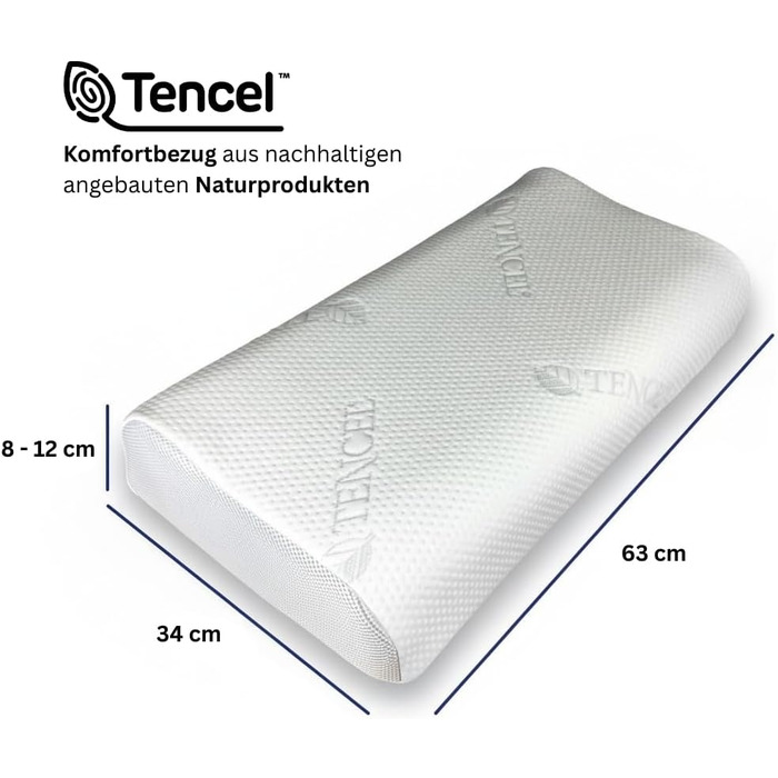 Регульована подушка для підтримки шиї для сну на боці та спині, з дихаючого натурального волокна Tencel