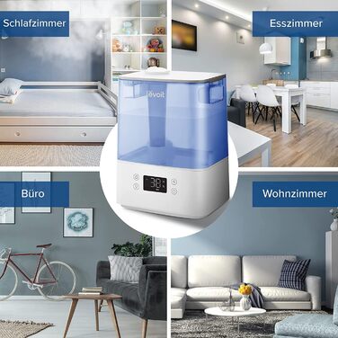 Зволожувач повітря LEVOIT 6L для великих приміщень спальня до 47 м, час роботи зволожувача 60 годин, зволожувач повітря з верхнім