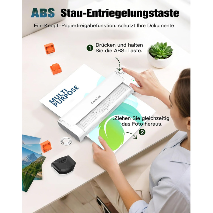 Дюймовий ламінатор A3 з автоматичною подачею паперу, гаряче та холодне ламінування A3, 20 пакетів для ламінування, комплект 10-в-1 з різаком, тримером та закруглювачем кутів для офісу, школи та дому, білий ламінатор A3, білий, 13-