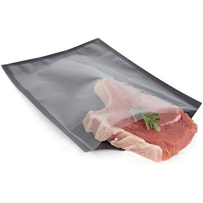 Вакуумні пакети Allpax 20 х 30 см - 50 шт. - чорні, прозорі з одного боку - підходять для вакууматорів інших брендів - з грубою, ребристою структурою 20 х 30 см, чорні/прозорі, 50 шт.