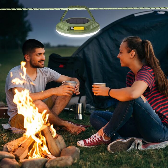 Ліхтар для кемпінгу, 1600 люмен, ліхтар для виживання на сонячній енергії, водонепроникний, для використання на вулиці, у саду, на подвір&39ї, на патіо, на балконі, для походів, для бекпекінгу, зелений