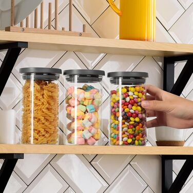 Набір із 4 герметичних боросилікатних скляних банок для зберігання з кришками для кухні VINATO, без бісфенолу А, скляні банки об&39ємом 600 мл з кришками для горіхів, снеків та спецій