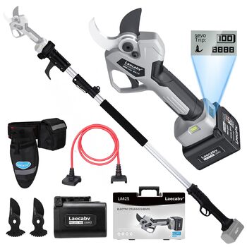 Професійні електричні садові ножиці Laecabv, 42 мм, з 2 літієвими акумуляторами 25 В/4,0 Аг, РК-дисплей, прогресивне різання, ножиці для оливок, виноградників (LA42SGYBK)