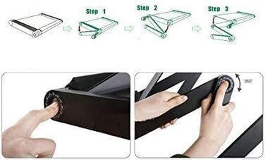 Регульований складаний столик для ноутбука MacBook Air/Pro, Dell HP та інших, портативний, багатофункціональний, ергономічний, з вентиляцією, підставка для планшета/телевізора, тримач для книг, 480*260 мм (стандартний), чорний