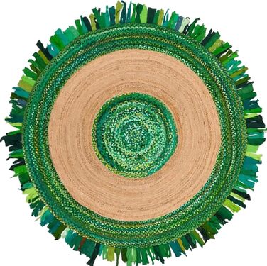 Індійський ремісничий килим CASAVANI, круглий, кілім, натуральна китиця, бавовна чінді, джутовий килим, килим плоского плетіння, в
