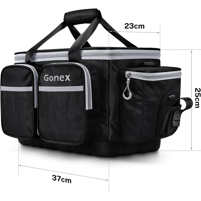 Рибальська сумка Gonex, водовідштовхувальна сумка для зберігання з поліестеру з мяким плечовим ременем і неслизьким дном, підходить для коробки зі снастями 3600 3700, чорна