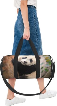 Спортивна сумка, дорожня сумка, милий принт панди, сумка для ночівлі, чорна, універсальний розмір, сумка для подорожей