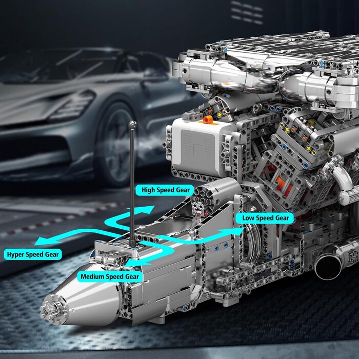 Двигун Mold King 10168 Technic V8, модель високотехнологічного двигуна з подвійним турбонаддувом на 2899 деталей, набір будівельни