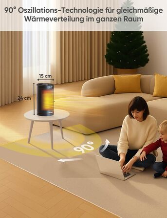 НОВИЙ Енергозберігаючий електричний вентилятор-обігрівач ПЕРЕМОЖЕЦЬ ТЕСТУ, керамічний електричний вентилятор-обігрівач потужністю 1500 Вт з термостатом, захистом від перегріву, перекидання та захисту від дітей, 12-годинним таймером, обігрівачем, включаючи